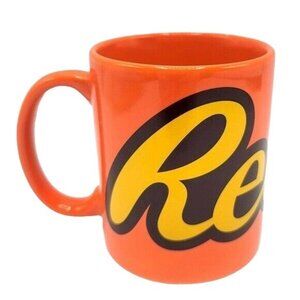 2/$15 Reese's Candy Logo Mug Orange 12oz Peanut Butter Chocolate Advertising